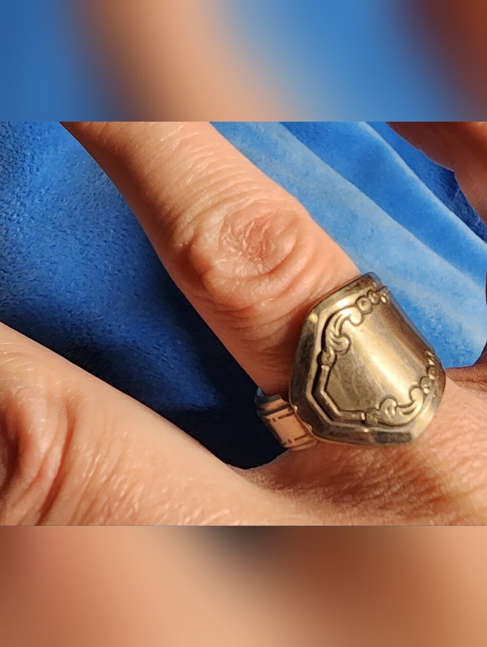 Silver-plated Ornate Spoon Ring Size 7.5